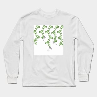 Green Leaves pattern. green. white. grey. leaves. Long Sleeve T-Shirt